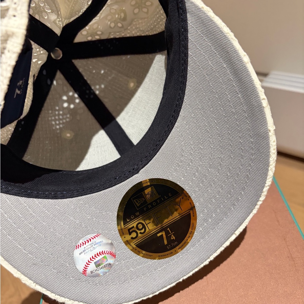 Kith Cream and Navy Eyelet Lace Baseball Cap - Picture 5 of 7
